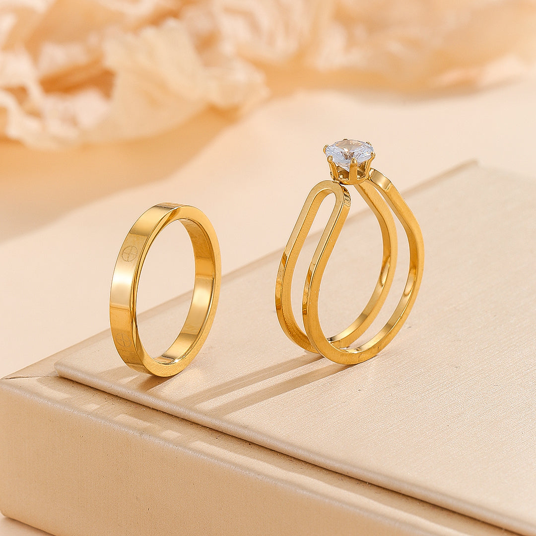 TrendsNex™ Elegant Golden Dou Halo Ring