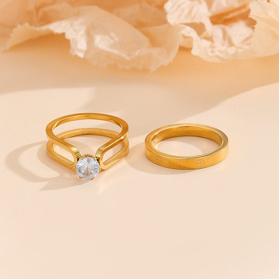 TrendsNex™ Elegant Golden Dou Halo Ring