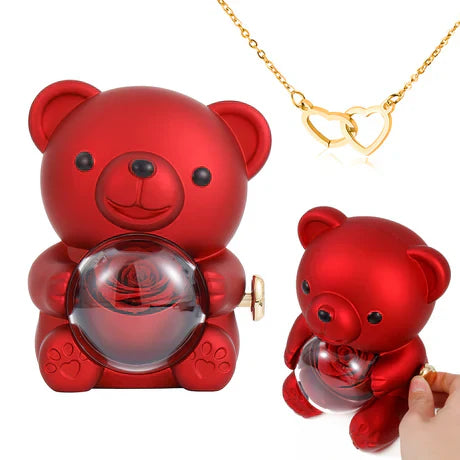 TrendsNex™ Eternal Rose Bear with Engraved Pendant